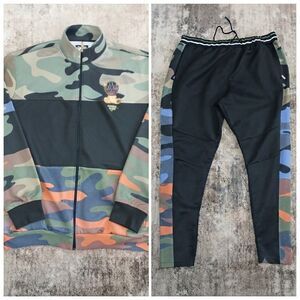 BKYS Stickup Artist Men’s 2-Piece Camo Tracksuit Set Black Orange Blue Size 4XL